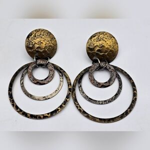 Elegant Gold and Silver Hammered Earrings